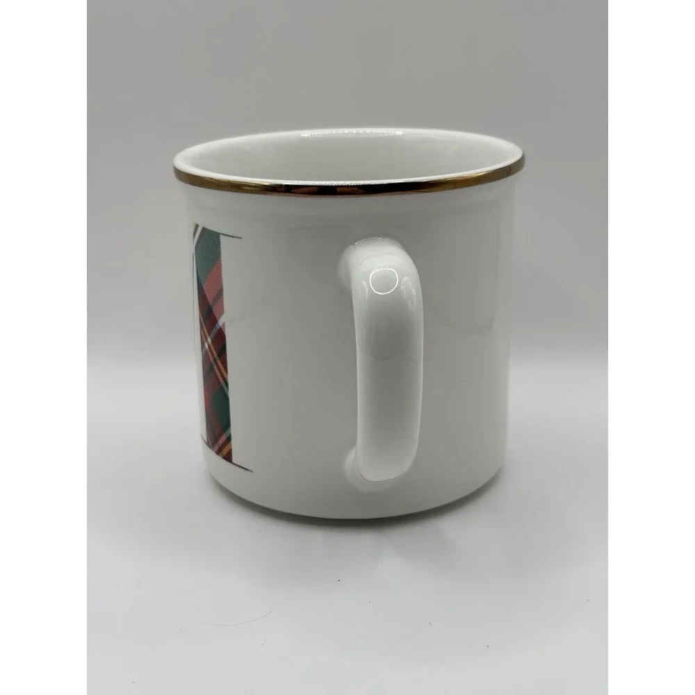 Pottery Barn Stewart Plaid Initial Mug 